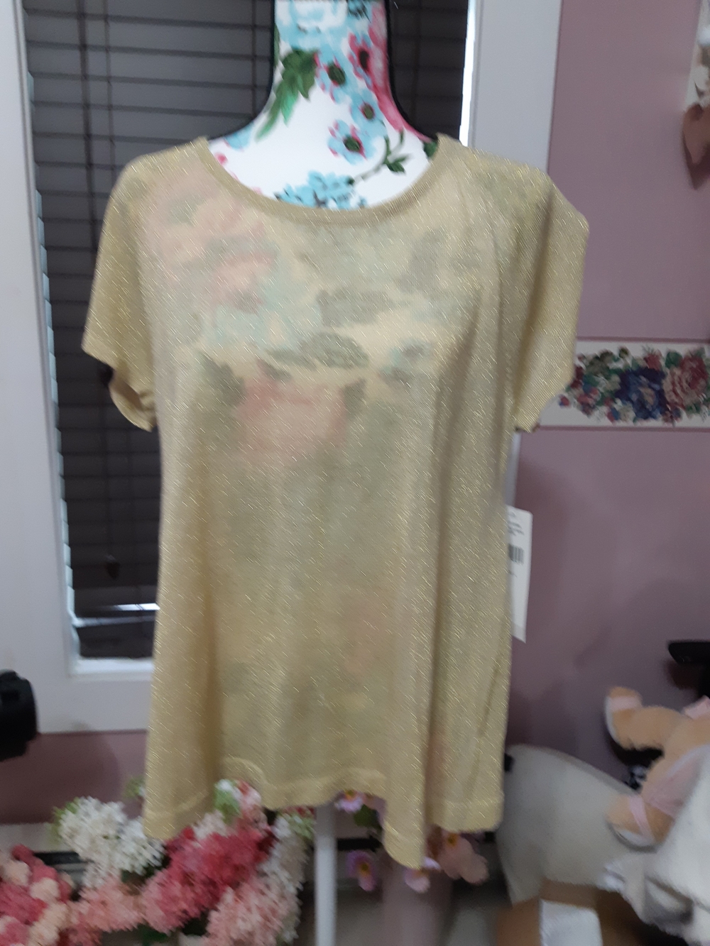 4/$20 Gold Metallic Short Sleeve Tee by